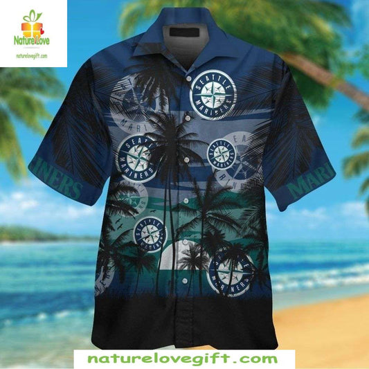 MLB Seattle Mariners Hawaiian Shirt Oceanic Palm Sunset Aloha