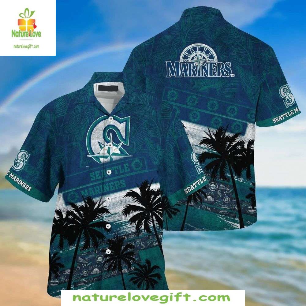 Seattle Mariners Hawaiian Shirt Starry Night Palm Tree Baseball Apparel