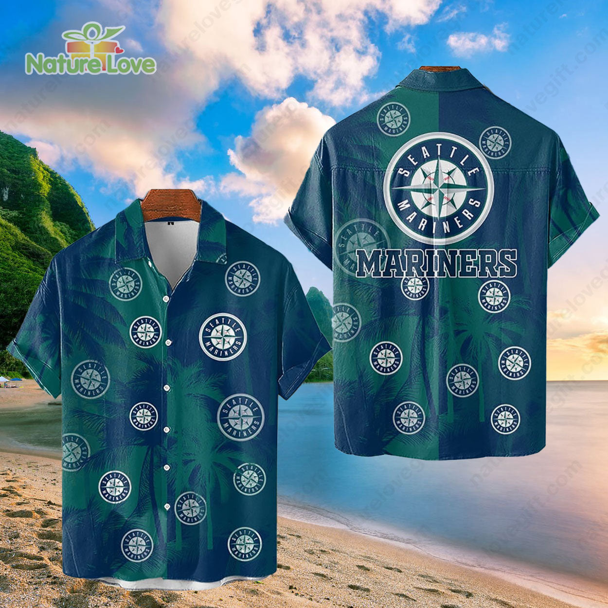 Seattle Mariners Tropical Palm Trees MLB Hawaiian Shirt
