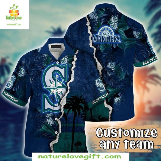 Seattle Mariners Hawaiian Shirt Tropical Split Design MLB Baseball Apparel