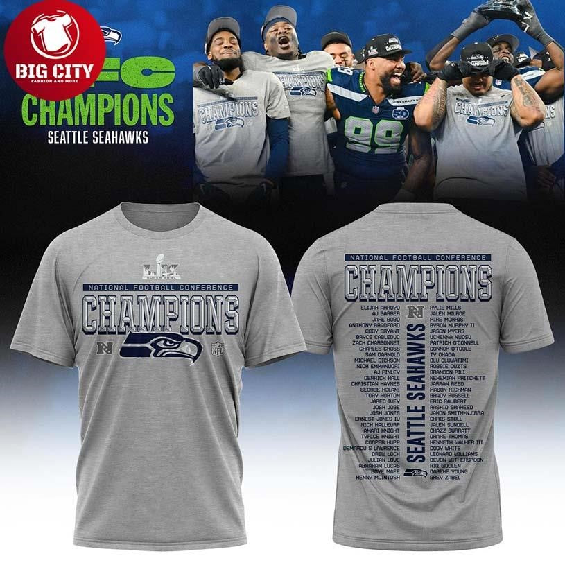 Seattle Seahawk 2025 NFC Champions Locker Room Two Sided Shirt