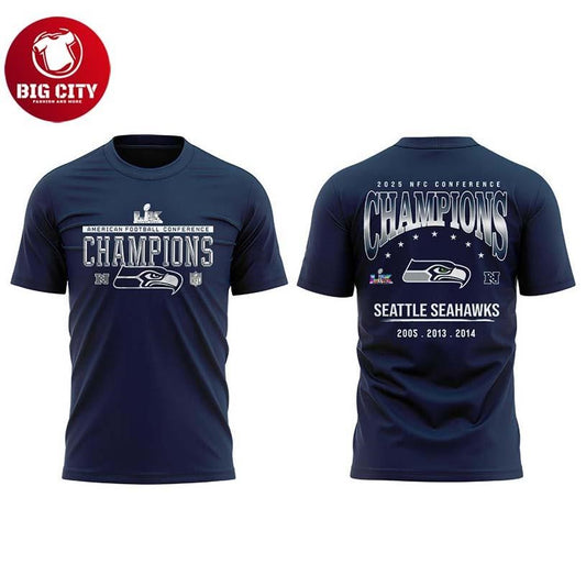 Seattle Seahawk NFC Champions 2025 Celebartion Two Sided Shirt