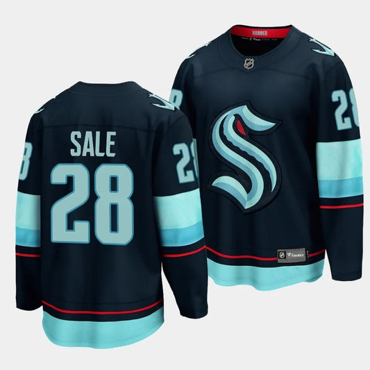 Seattle Kraken #28 Eduard Sale Home Blue Jersey 2023 NHL Draft