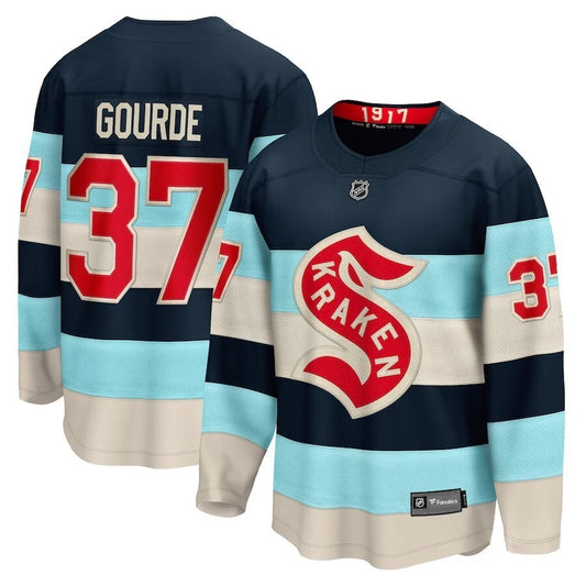Seattle Kraken #37 Yanni Gourde Branded 2024 NHL Winter Classic Breakaway Player Jersey - Deep Sea Blue