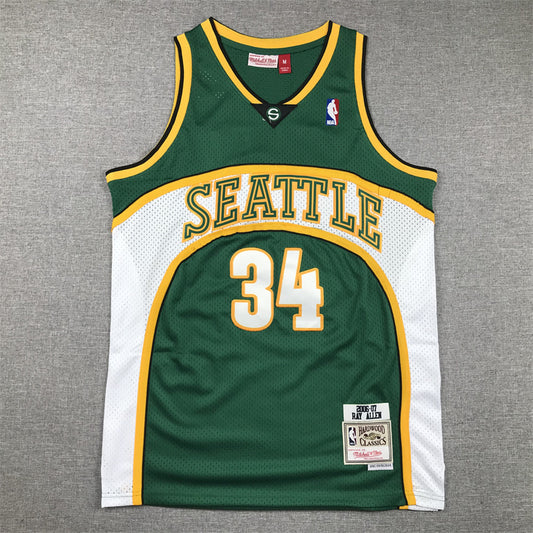 Seattle SuperSonics #34 Ray Allen Supersonics 34 Green S-XXL Style 2