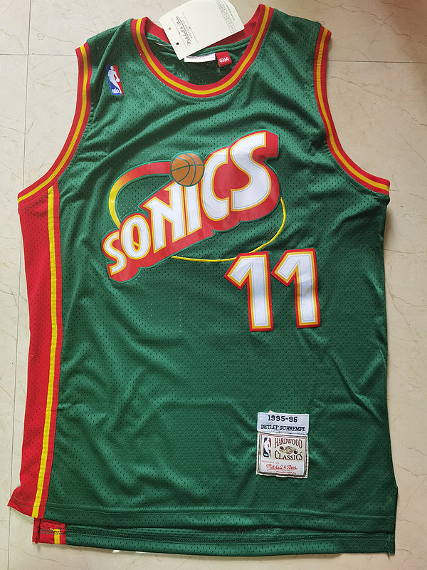Seattle Supersonics #11 Schrempf Supersonics #11 Green Red Premium Mesh Style 2