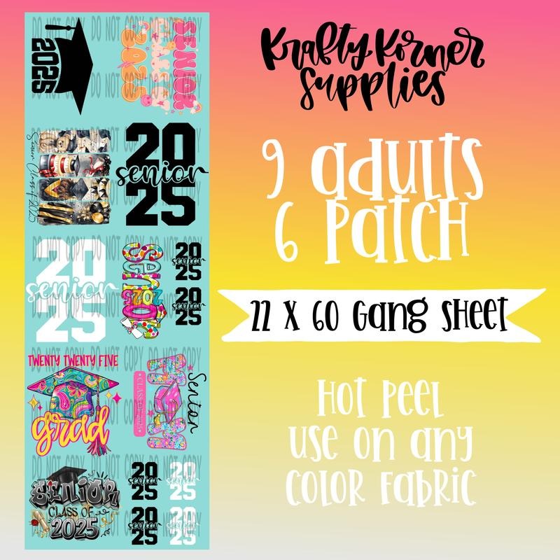 Senior 2025 DTF Transfer Gang Sheet, 22 x 60 T-Shirts, Hoodie, Sweatshirt | InkThreadWorks.com