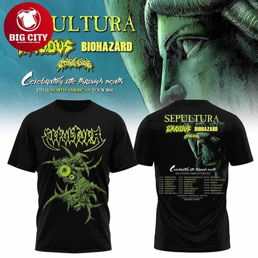 Sepultura Celebrating Life Through Death Tour 2026 Two Sided Shirt