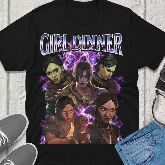 Sevika Arcane Girl Dinner T-Shirt Unisex Vintage Streetwear League of Legends Shirt Anime Apparel fanmerch lol Merchandise League of Legends Fan gift