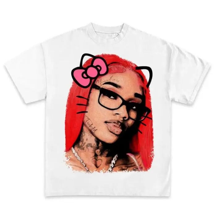 Sexyy Kitty Graphic Rap Tee Vintage Big Face Hip Hop T-shirt 222554