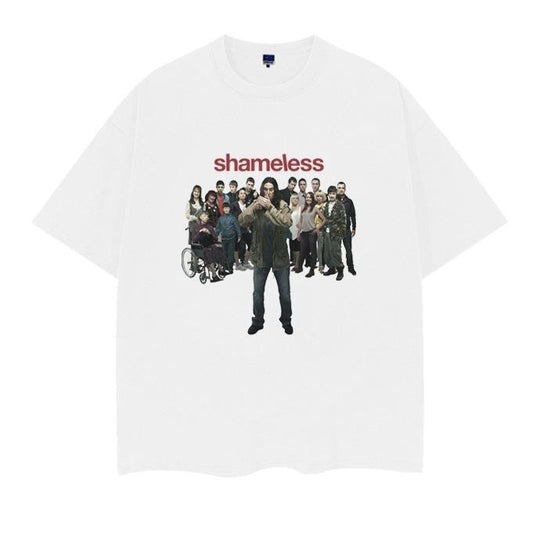 Shameless "Carl & Family" Vintage Oversized Tee Anime T-shirt 100% Cotton Original Design Men's Top White Casual Menswear Tshirt