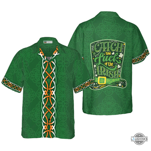 Shamrock And Green Hat Ireland Hawaiian Shirt Aloha Summer Beach Button Up Shirts And Shorts gift