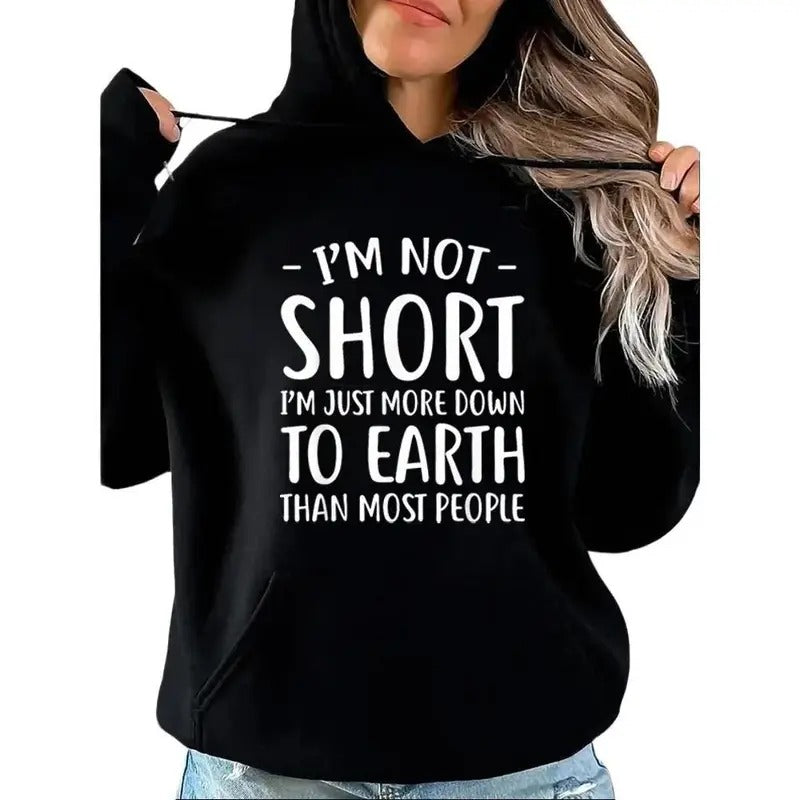 Short People Funny Hoodie Casual Street Style Fleece Fabric Pullover Sweatshirt for Women for Men, Perfect Gift T-Shirts