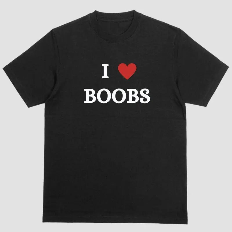 Short sleeve shirt, I LOVE BOOBS, shirt trend 2025 Hoodie, Sweatshirt | InkThreadWorks.com