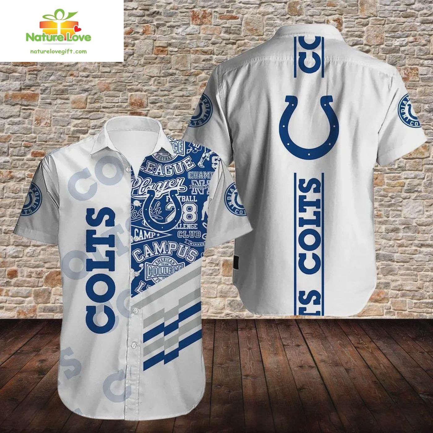 Show Your Team Spirit with our Indianapolis Colts Football Logo Hawaiian Shirt!