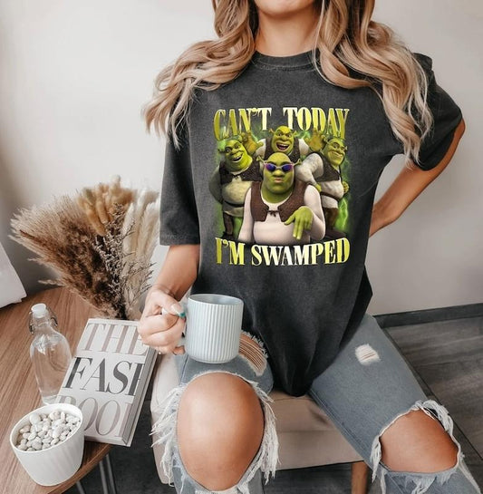 Shrek Funny Trending Shirt Can't Today I'm Swamped Shrek and Fiona Shirt Hoodie, Sweatshirt | InkThreadWorks.com