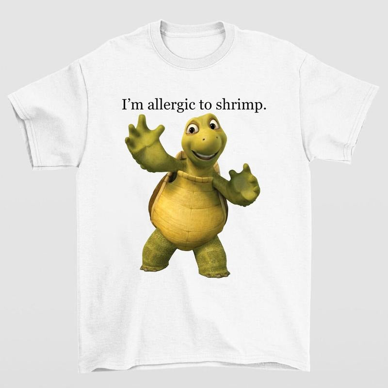 Shrimp Allergy Turtle Meme T-Shirt Quirky and Fun Design for Casual Wear Hoodie, Sweatshirt | InkThreadWorks.com