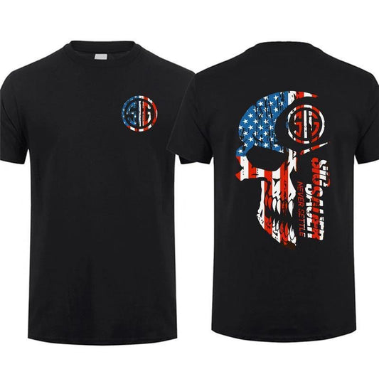 Sig Sauer American Flag 2 Sided T-shirt - Tactical Gear Gun Lover Nature Hunting Enthusiast Outfit Gift For Men And Women Dad Cotton Menswear