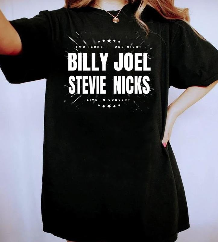 Signature Billy Joel Stevie Nick Tour 2024 Shirt Sweatshirt Hoodie, Two Icon One Night Concert Shirt, Billy Joel 90s Shirt, Billy Joel Stevie Nick Fan Shirt