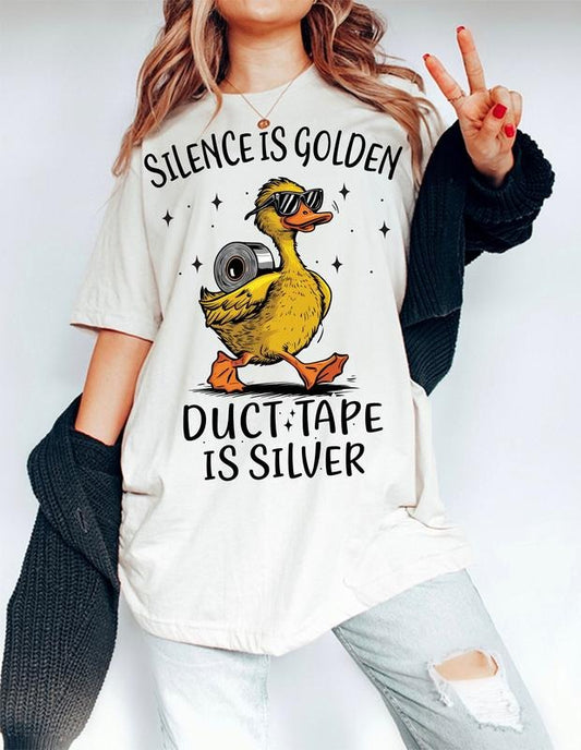 Silence is Golden Sarcastic Sweater, Duct Tape is Silver Snarky Funny Duck Sarcasm Shirt, Funny animal Adult Humor Hoodie...