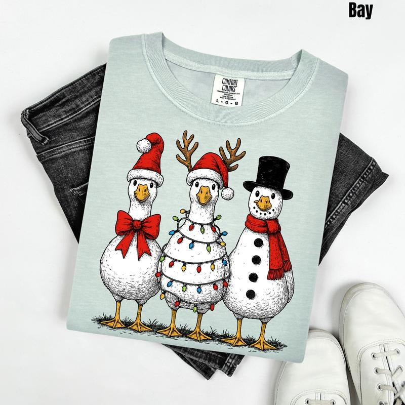 Silly Goose Christmas Comfort Colors T-Shirt 'NLB' Hoodie, Sweatshirt | InkThreadWorks.com