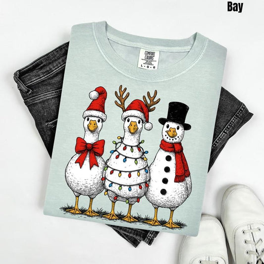 Silly Goose Christmas Comfort Colors T-Shirt 'NLB' Hoodie, Sweatshirt | InkThreadWorks.com