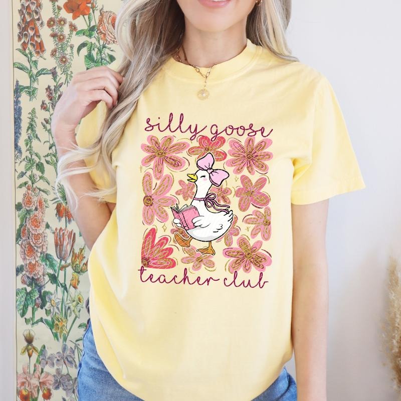 Silly Goose Teacher Club Comfort Colors T-Shirt Hoodie, Sweatshirt | InkThreadWorks.com