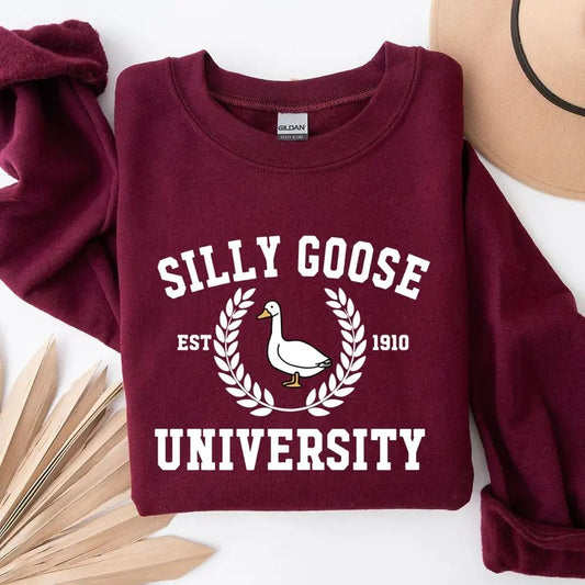 Silly Goose University Sweatshirt, Unisex Shirt, Shirt For Men, Shirt For Women, hot tiktok trend 2024