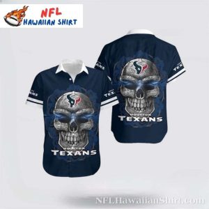 Silver Skull Houston Texans Hawaiian Shirt - Navy Blue Mystique