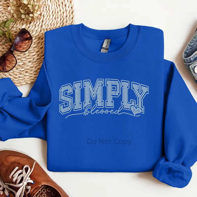 Simply Blessed Rhinestone Transfer T-Shirts, Hoodie, Sweatshirt | InkThreadWorks.com