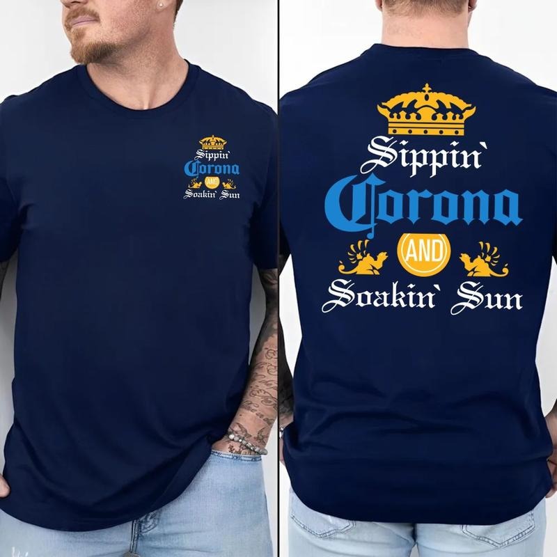Sippin Coronna And Soakin Sun Two Sides Tshirt Sweatshirt Hoodie, Vacation Vibes Tee, Summer Chill Shirt, Relaxing...
