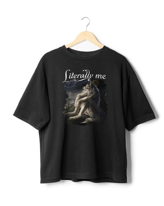 Sitting wolf shirt literally me funny meme tshirt grunge clothing aesthetic Emo Sigma silly animal mental health month ...