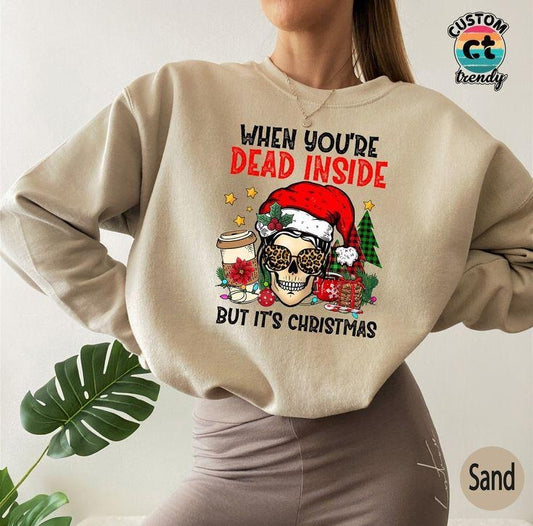 Skeleton Drinking Coffee Sweatshirt,Christmas Sweatshirt,Skeleton ,Coffee Lover T Sweatshirt,Skeleton Skull...