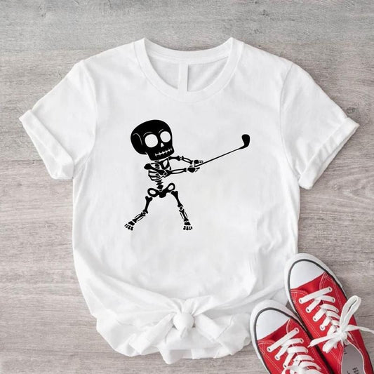 Skeleton Golf Shirt, Golf Lover T-shirt, Skeleton Player Tee, Matching Golf Fan T-shirt, Gift Sport Tee For Dad, Spooky...