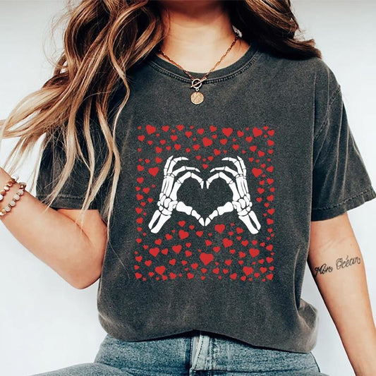 Skeleton Hand Heart Shirt, Valentines Day Shirt, Skeleton Hand Tee, Skeleton Heart Shirt, Graphic Shirt for Valentine, Valentine's Day Gift