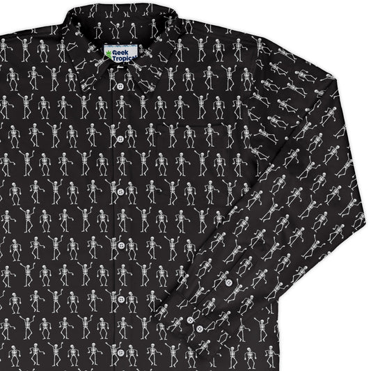 Skeleton Hanging Long Sleeve Button Up Shirt