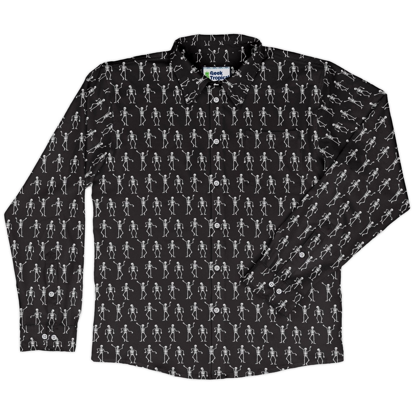 Skeleton Hanging Long Sleeve Button Up Shirt