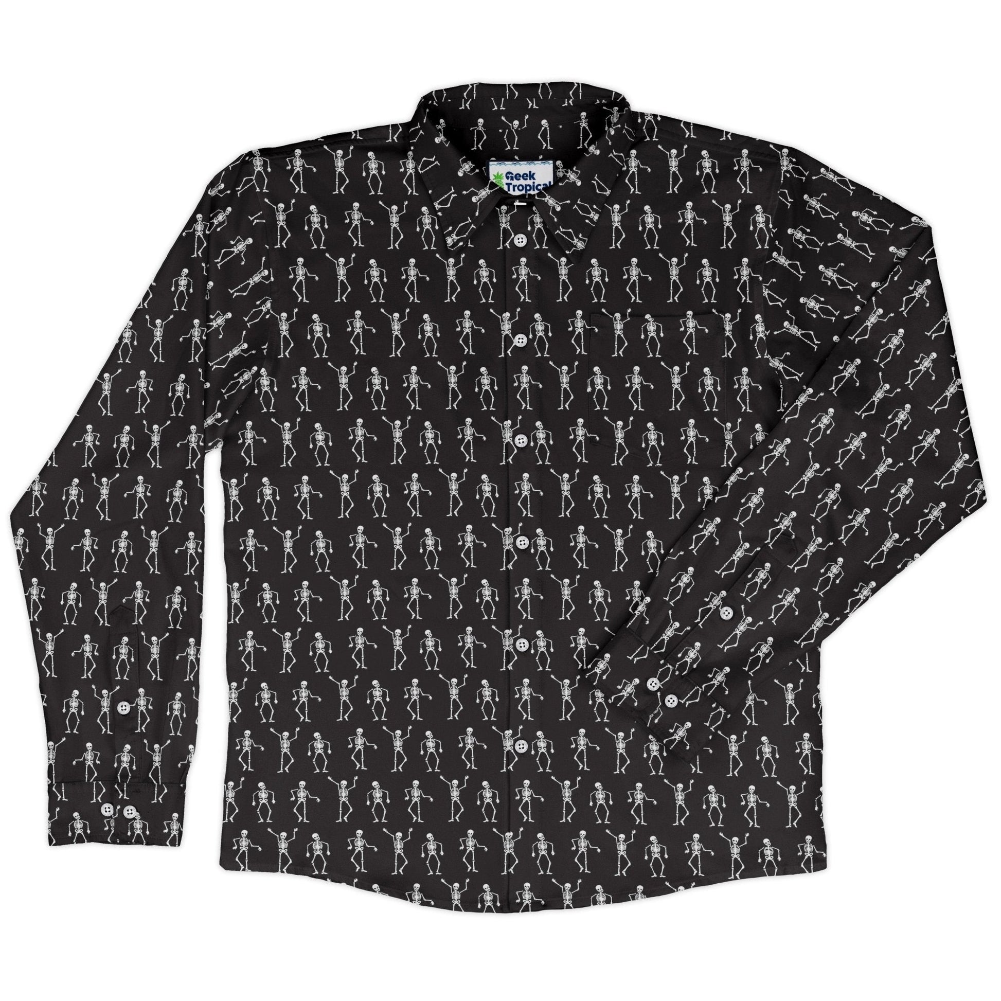 Skeleton Hanging Long Sleeve Button Up Shirt