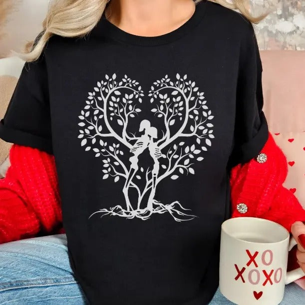 Skeleton Love Tree Valentines Day Casual Comfortable T-shirt Hoodie, Sweatshirt | InkThreadWorks.com