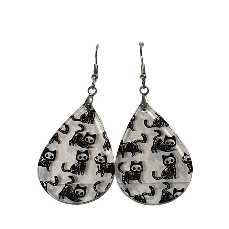 Skelli Cat Teardrop Earring T-Shirts, Hoodie, Sweatshirt | InkThreadWorks.com