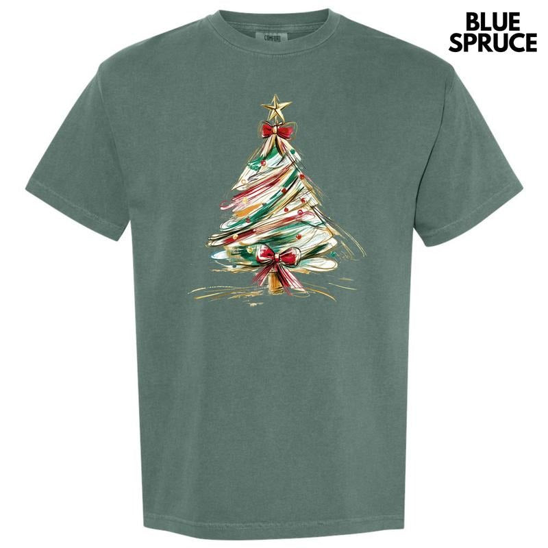 Sketched Christmas Tree Comfort Colors T-Shirt 'NLB' Hoodie, Sweatshirt | InkThreadWorks.com
