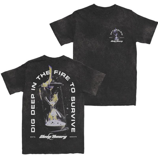 Sleep Theory Afterglow Hourglass T-Shirt, Grunge Rock Band Tee, Flame Time Graphic Design, Unisex Menswear Womenswear Top, Emo Concert Streetwear