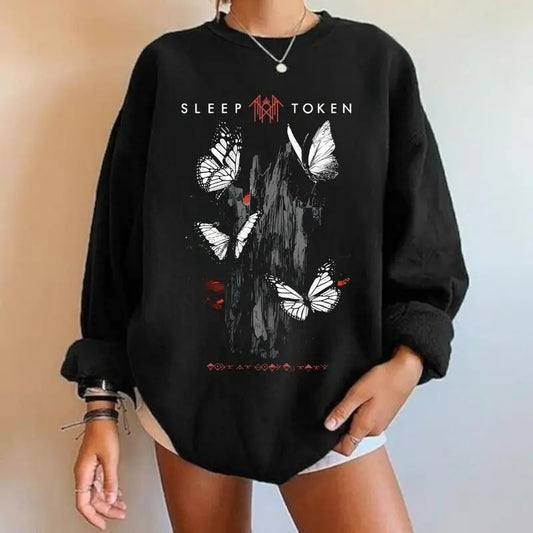 Sleep Token Butterflies Band Logo T Shirt, Sweatshirt, Hoodie,  Rock Off officially licensed products Sleep Token Butterflies Band Logo T Shirt