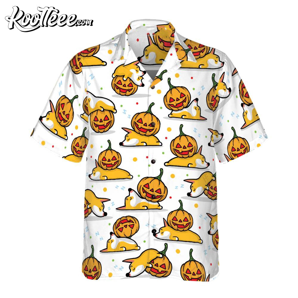 Sleeping Corgi Pumpkin Hawaiian Shirt