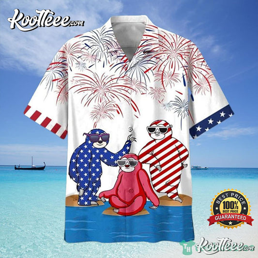 Sloths With Firework 4th Of July Hawaiian Shirt