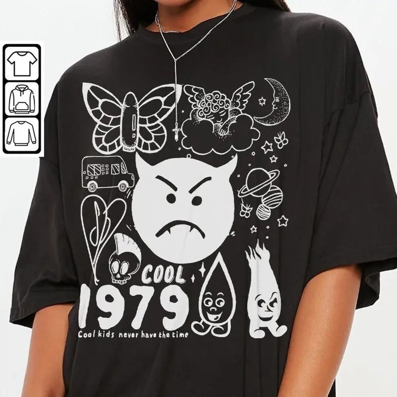 Smashing Pumpkins Doodle Art Shirt, Vintage Smashing Pumpkins Merch, Cool Kids Never Have the Time Lyric Album Graphic Tee, Retro Rock Fashion