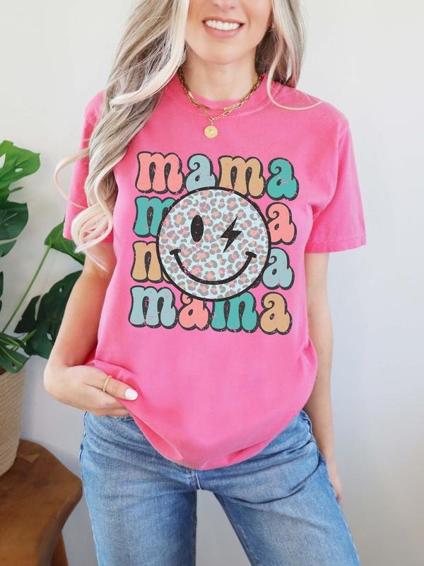 Smile Mama Shirt, Cute Mom Shirt, Mama Birthday Gift, Gifts for Mama, Mom Smile Shirt, Mom Graphic Tshirt, Comfort Colors, Best Mom Shirt Casual Fashion