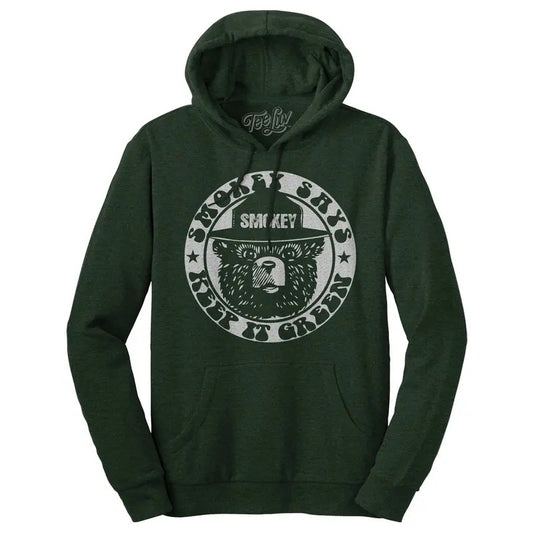 Smokey "Keep it Green" Pullover Hooded Sweatshirt - Green T-Shirts, Hoodie | InkThreadWorks.com