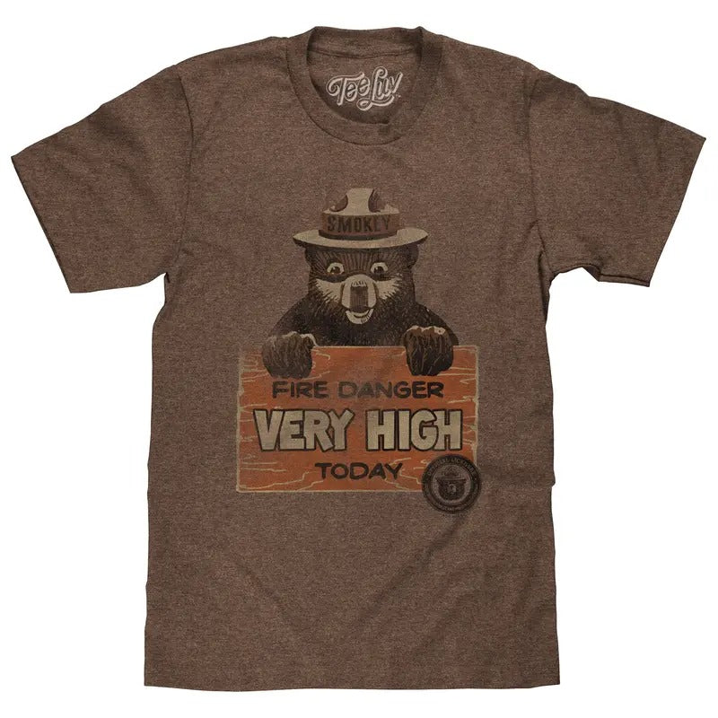 Smokey Fire Danger Very High T-Shirt - Brown Hoodie, Sweatshirt | InkThreadWorks.com