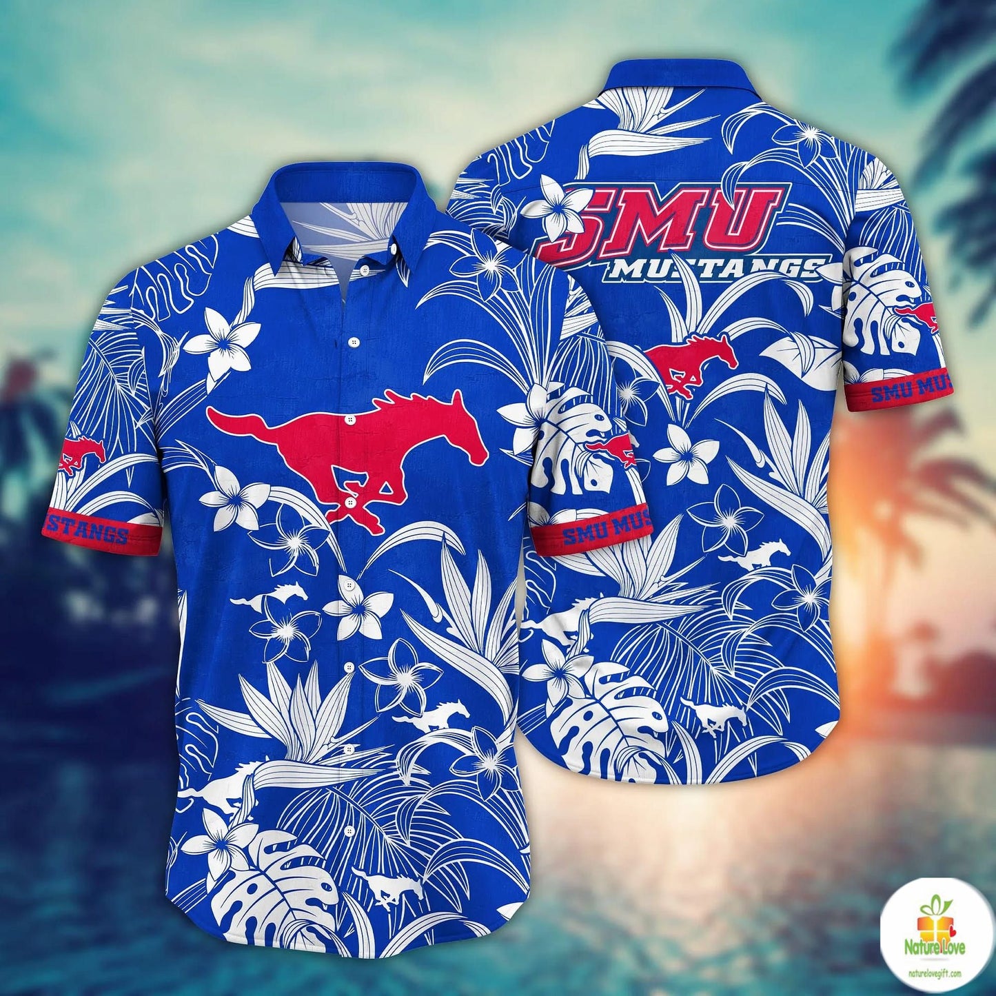 SMU Mustangs Hawaiian Shirt NCAA Aloha Shirt for Summer Camp